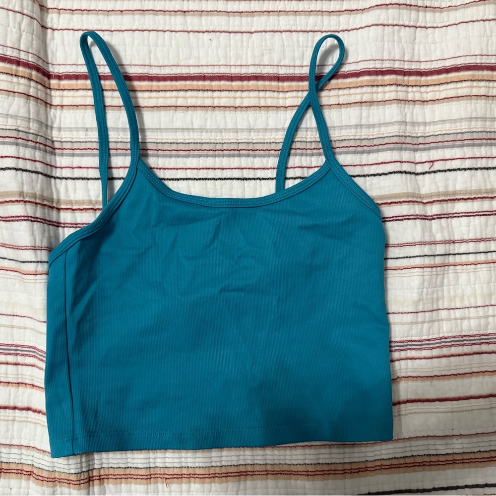 Teal Spaghetti Strap Crop Top